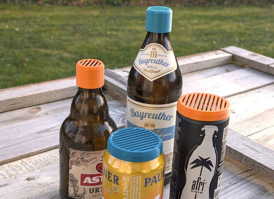 SPARSET Gitterdeckel: Wespenschutz für 2 Getränkedosen und 2 Glasflaschen (orange & petrol)