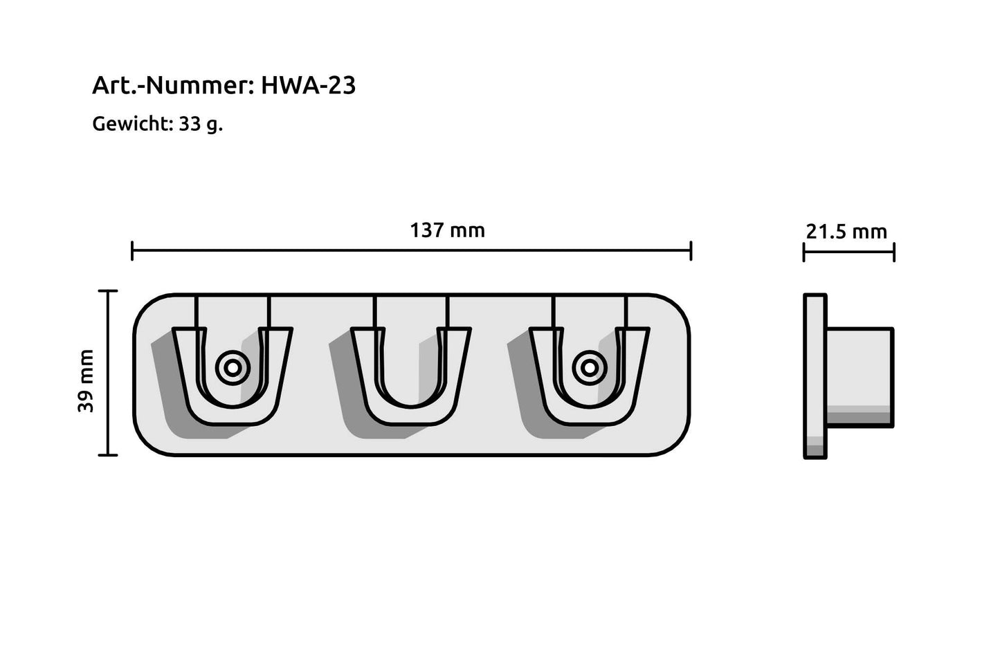 3er-Halterung für Wasserschlauch-Anschlüsse