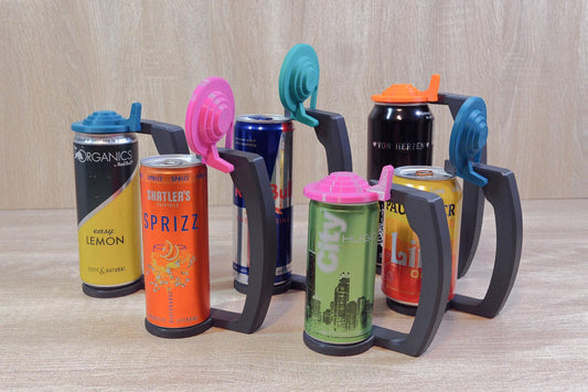 Bierkrughalter mit Klappdeckel für Getränkedosen