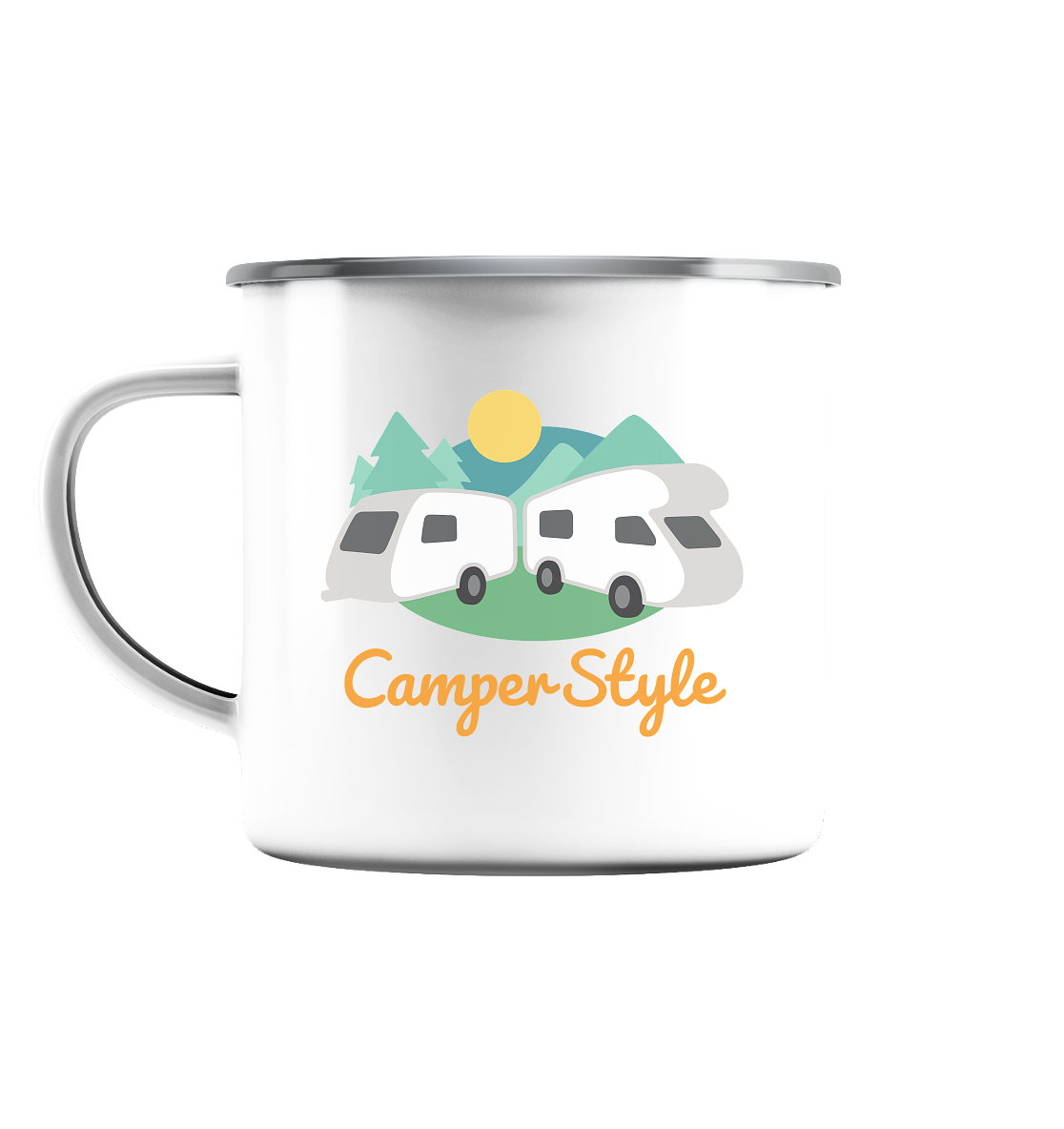 CamperStyle Emaille Tasse (Silber)