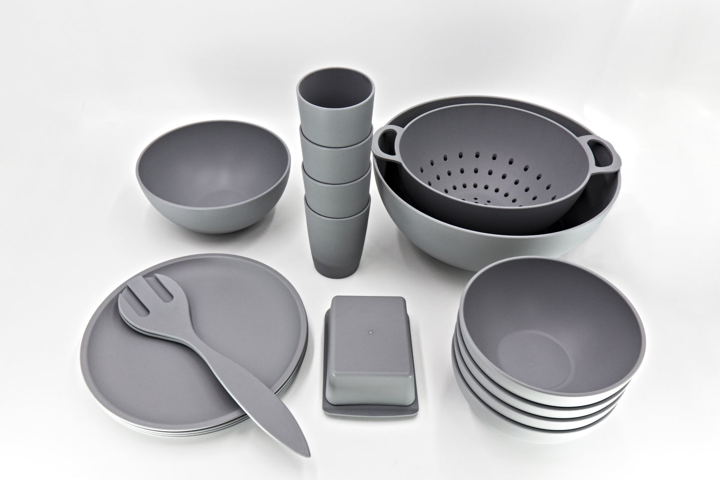 Campinggeschirr-Set aus umweltfreundlichem Biopolymer – robust, leicht & nachhaltig