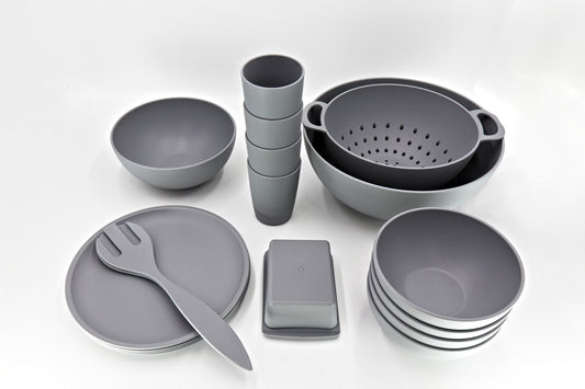 Campinggeschirr-Set aus umweltfreundlichem Biopolymer – robust, leicht & nachhaltig
