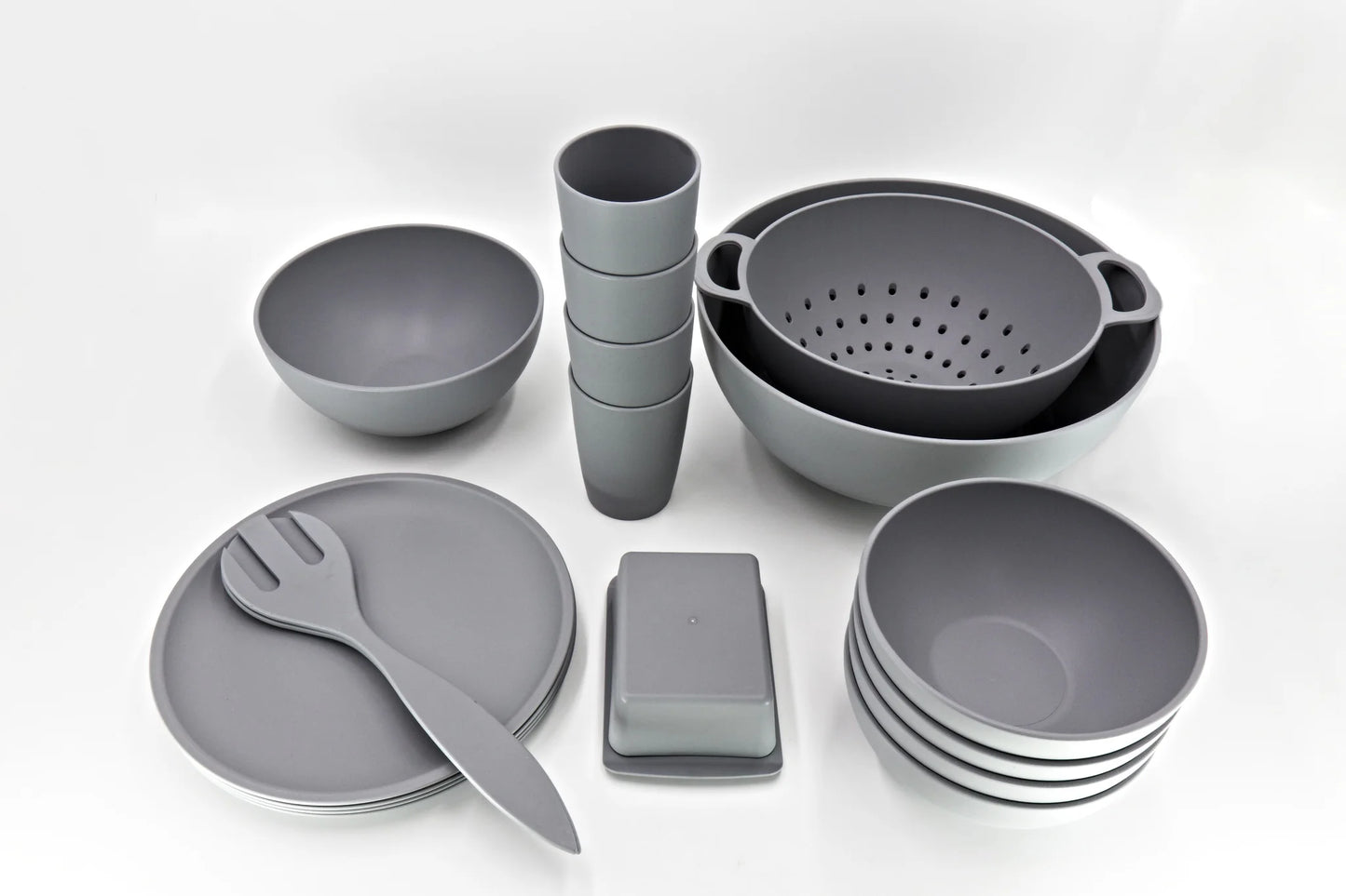 Campinggeschirr-Set aus umweltfreundlichem Biopolymer – robust, leicht & nachhaltig
