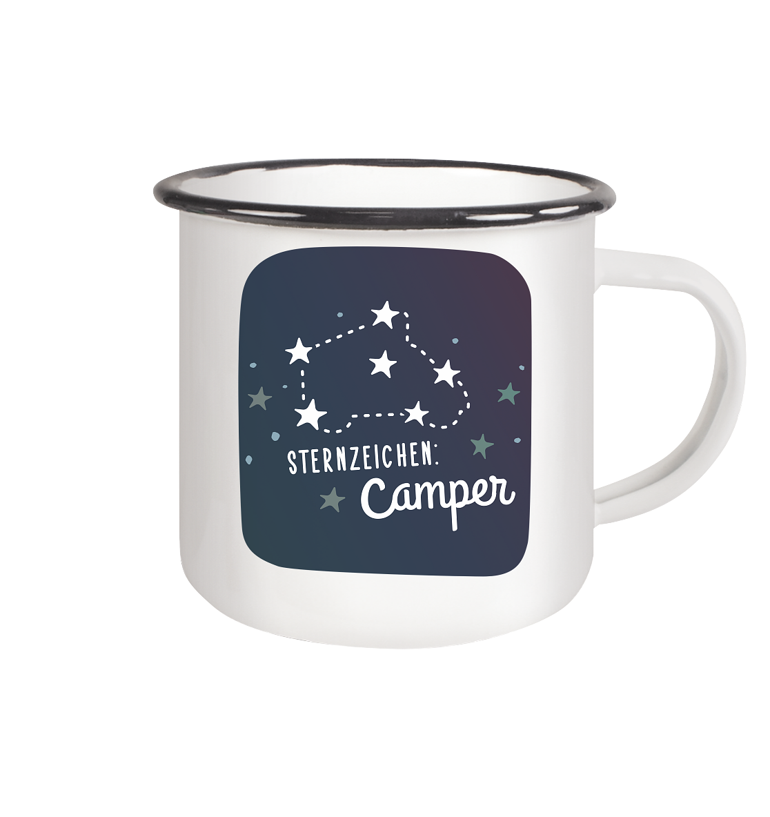 Emaille-Tasse "Sternzeichen Camper" - Wohnmobil - Emaille Tasse (Black)