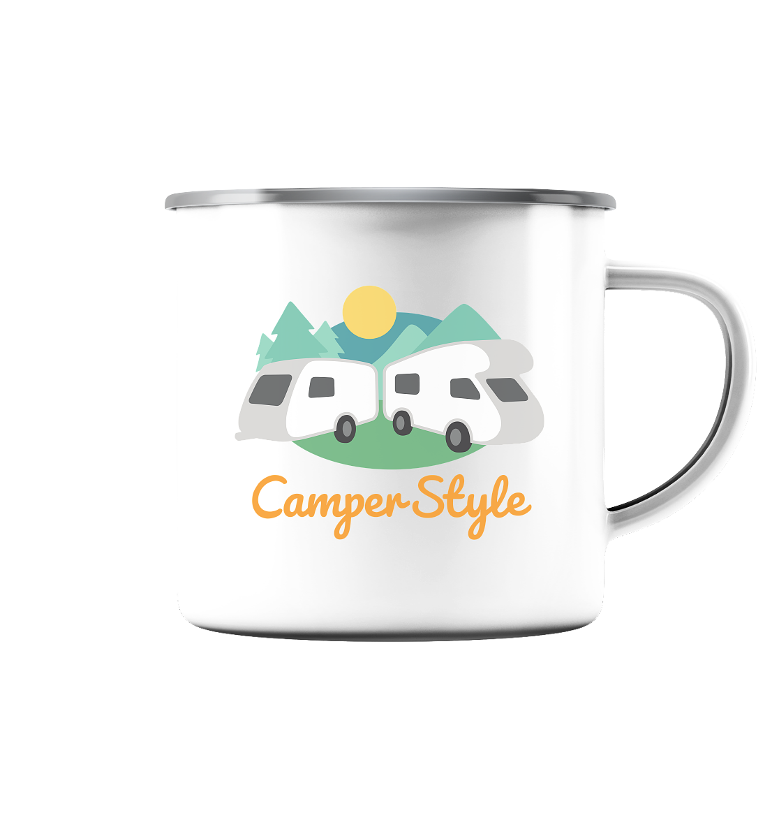 CamperStyle Emaille Tasse (Silber)