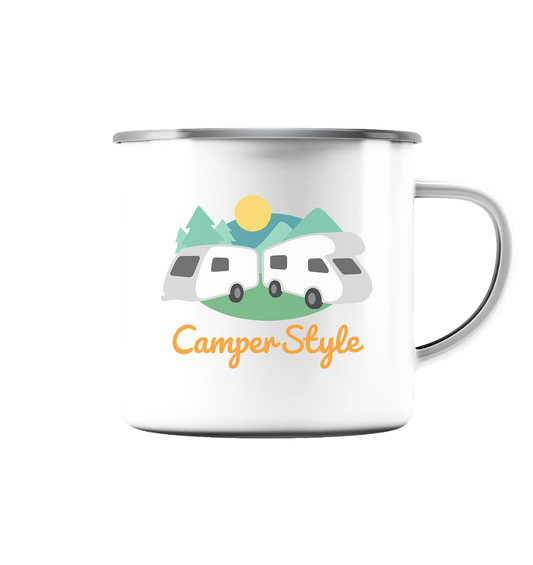 CamperStyle Emaille Tasse (Silber)