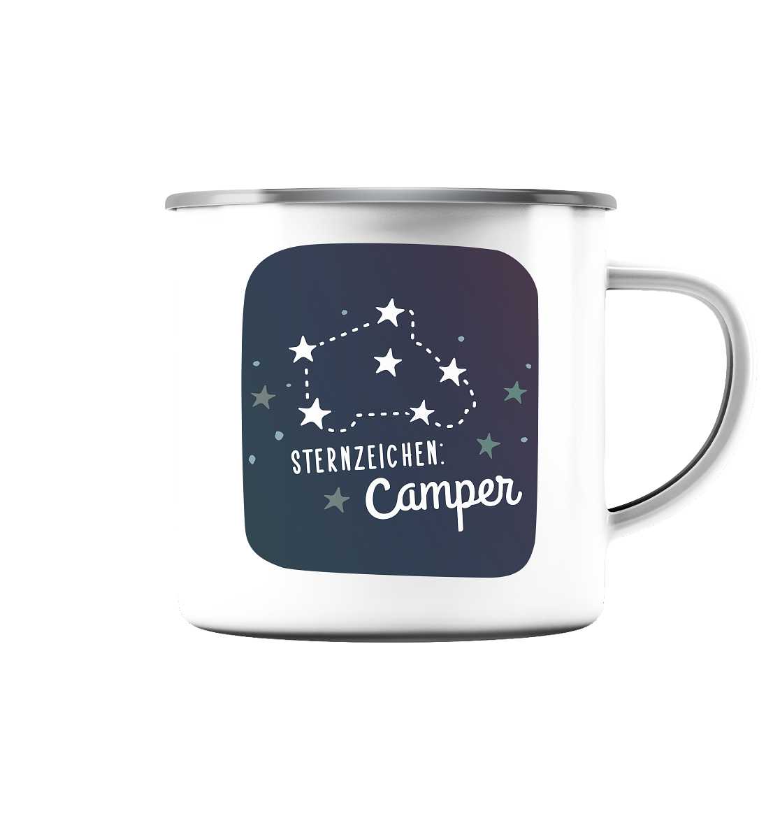 Emaille-Tasse "Sternzeichen Camper" - Wohnmobil - Emaille Tasse (Silber)