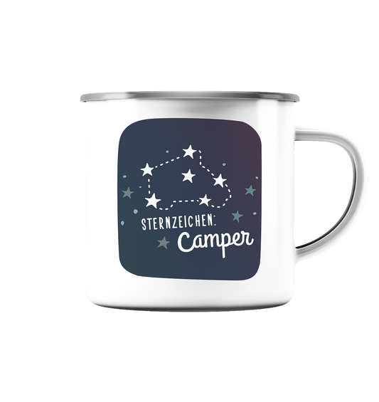Emaille-Tasse "Sternzeichen Camper" - Wohnmobil - Emaille Tasse (Silber)
