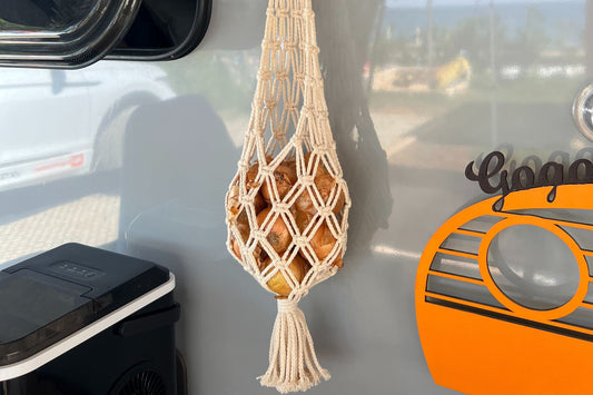 Makramee-Obstnetz und Organizer zum Aufhängen (von Knotenliebe by Sina Milde)